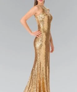 Elizabeth K - GL2301 Sequined Halter Long Gown Formal Gowns 9 Elizabeth K - GL2301 Sequined Halter Long Gown Formal Gowns
