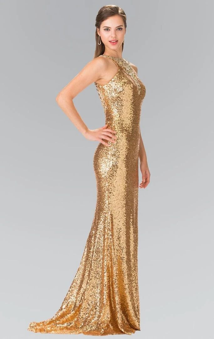 Elizabeth K - GL2301 Sequined Halter Long Gown Formal Gowns 6 Elizabeth K - GL2301 Sequined Halter Long Gown Formal Gowns