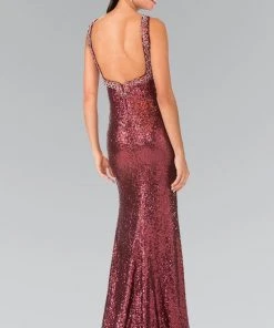 Elizabeth K - GL2301 Sequined Halter Long Gown Formal Gowns 7 Elizabeth K - GL2301 Sequined Halter Long Gown Formal Gowns