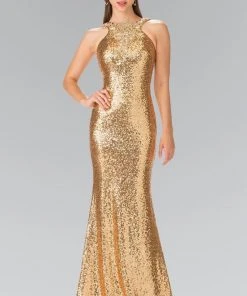 Elizabeth K - GL2301 Sequined Halter Long Gown Formal Gowns 8 Elizabeth K - GL2301 Sequined Halter Long Gown Formal Gowns