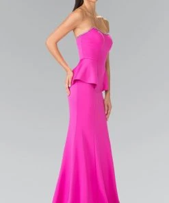 Elizabeth K - GL2304 Strapless Peplum Long Dress
