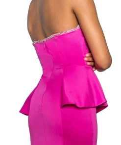 Elizabeth K - GL2304 Strapless Peplum Long Dress