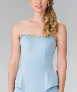 Elizabeth K - GL2304 Strapless Peplum Long Dress