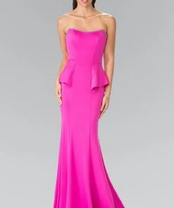 Elizabeth K - GL2304 Strapless Peplum Long Dress