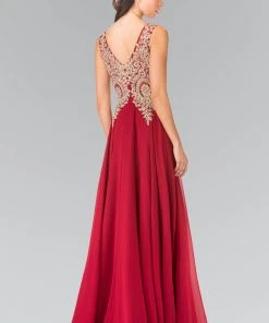 Elizabeth K - GL2311 Intricate Lace V-Neck A-Line Gown - 1 Pc Navy In Size L Available 7 Elizabeth K - GL2311 Intricate Lace V-Neck A-Line Gown - 1 Pc Navy In Size L Available