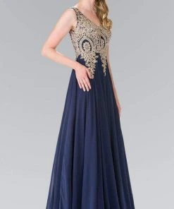 Elizabeth K - GL2311 Intricate Lace V-Neck A-Line Gown