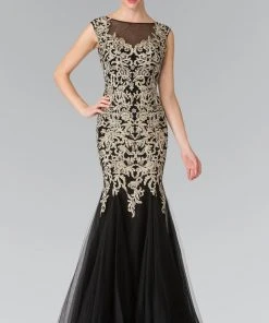 Elizabeth K - GL2319 Sleeveless Beaded Mermaid Gown Formal Gowns