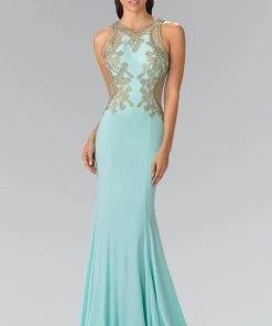 Elizabeth K - GL2321 Halter Long Gown With Side Cut Outs Formal Gowns