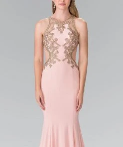 Elizabeth K - GL2321 Halter Long Gown With Side Cut Outs Formal Gowns