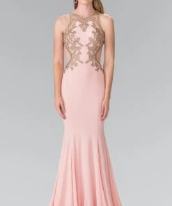 Elizabeth K - GL2321 Halter Long Gown With Side Cut Outs Formal Gowns