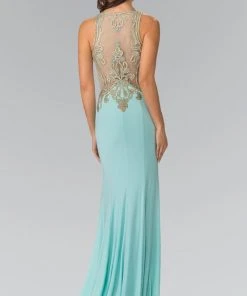Elizabeth K - GL2321 Halter Long Gown With Side Cut Outs Formal Gowns