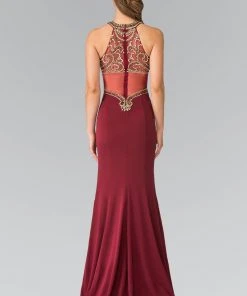 Elizabeth K - GL2328 Embellished Halter Neck With Sheer Back Gown 5 Elizabeth K - GL2328 Embellished Halter Neck With Sheer Back Gown