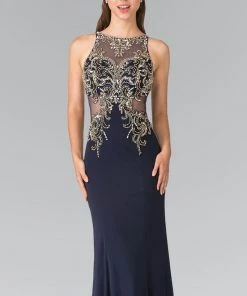 Elizabeth K - GL2329 Embellished Halter Long Gown 8 Elizabeth K - GL2329 Embellished Halter Long Gown