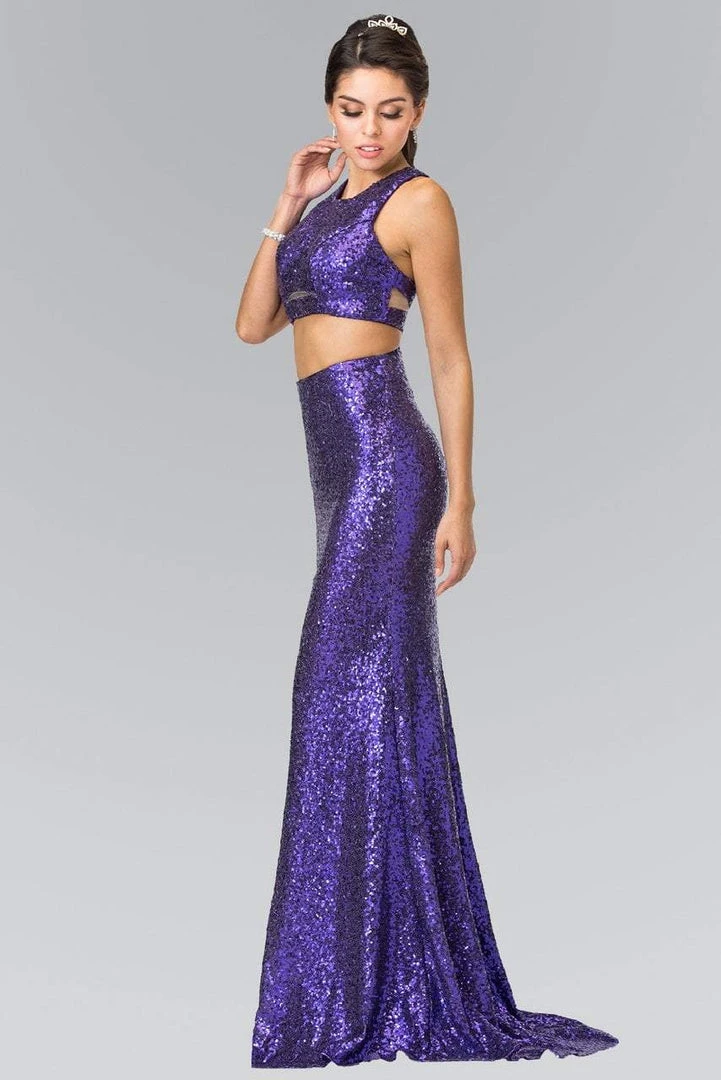 Formal Gowns Elizabeth K - GL2333 Mock Two-Piece Sequined Sheath Gown 3 Formal Gowns Elizabeth K - GL2333 Mock Two-Piece Sequined Sheath Gown
