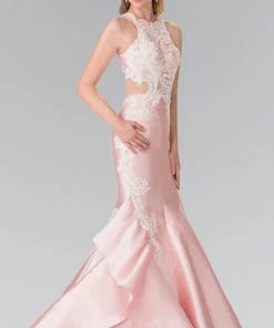 Elizabeth K - GL2356 Halter Ruffled Mermaid Gown Formal Gowns