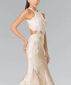 Elizabeth K - GL2356 Halter Ruffled Mermaid Gown Formal Gowns