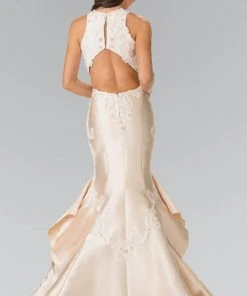 Elizabeth K - GL2356 Halter Ruffled Mermaid Gown Formal Gowns