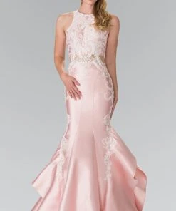Elizabeth K - GL2356 Halter Ruffled Mermaid Gown Formal Gowns