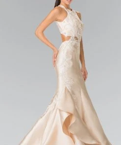 Elizabeth K - GL2356 Halter Ruffled Mermaid Gown Formal Gowns