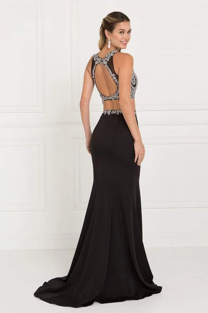 Formal Gowns Elizabeth K - GL2419 Embroidered Two Piece Halter Evening Dress 6 Formal Gowns Elizabeth K - GL2419 Embroidered Two Piece Halter Evening Dress