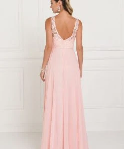 Formal Gowns Elizabeth K - GL2420 Jeweled Waist Lace A-Line Gown 7 Formal Gowns Elizabeth K - GL2420 Jeweled Waist Lace A-Line Gown