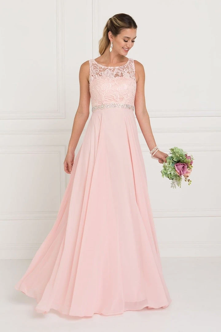 Formal Gowns Elizabeth K - GL2420 Jeweled Waist Lace A-Line Gown 3 Formal Gowns Elizabeth K - GL2420 Jeweled Waist Lace A-Line Gown