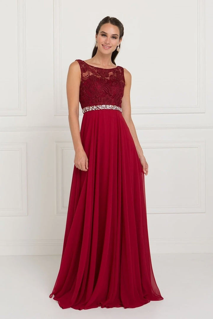 Formal Gowns Elizabeth K - GL2420 Jeweled Waist Lace A-Line Gown 5 Formal Gowns Elizabeth K - GL2420 Jeweled Waist Lace A-Line Gown
