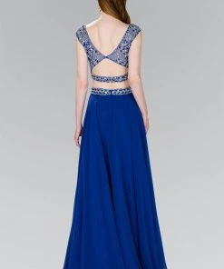 Elizabeth K - GL2422 Cap Sleeve Crystal Ornate Two-Piece Chiffon Gown 5 Elizabeth K - GL2422 Cap Sleeve Crystal Ornate Two-Piece Chiffon Gown