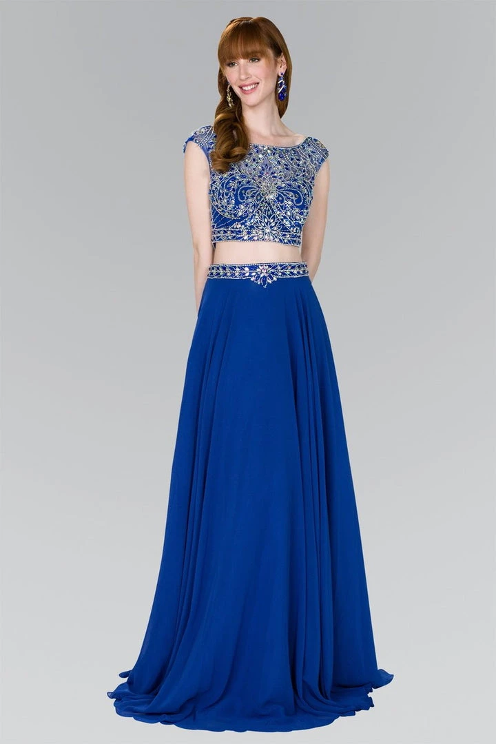 Elizabeth K - GL2422 Cap Sleeve Crystal Ornate Two-Piece Chiffon Gown 3 Elizabeth K - GL2422 Cap Sleeve Crystal Ornate Two-Piece Chiffon Gown