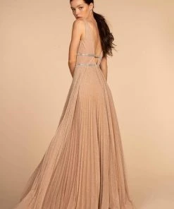 Elizabeth K - GL2501 Illusion Plunging Neck Metallic Prom Dress 18 Elizabeth K - GL2501 Illusion Plunging Neck Metallic Prom Dress