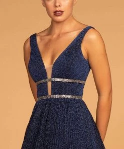 Elizabeth K - GL2501 Illusion Plunging Neck Metallic Prom Dress 15 Elizabeth K - GL2501 Illusion Plunging Neck Metallic Prom Dress