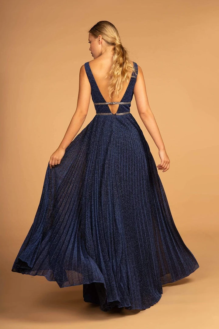 Elizabeth K - GL2501 Illusion Plunging Neck Metallic Prom Dress 4 Elizabeth K - GL2501 Illusion Plunging Neck Metallic Prom Dress