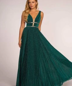 Elizabeth K - GL2501 Illusion Plunging Neck Metallic Prom Dress 20 Elizabeth K - GL2501 Illusion Plunging Neck Metallic Prom Dress