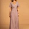Formal Gowns Elizabeth K - GL2520 Embroidered V-Neck A-Line Evening Gown 2 Formal Gowns Elizabeth K - GL2520 Embroidered V-Neck A-Line Evening Gown
