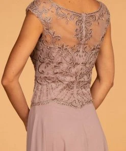 Elizabeth K - GL2523 Embellished Illusion Scoop Chiffon A-line Dress 9 Elizabeth K - GL2523 Embellished Illusion Scoop Chiffon A-line Dress