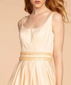 Elizabeth K - GL2531 Sleeveless Sheer Lace Applique Back Satin Gown Formal Gowns 12 Elizabeth K - GL2531 Sleeveless Sheer Lace Applique Back Satin Gown Formal Gowns