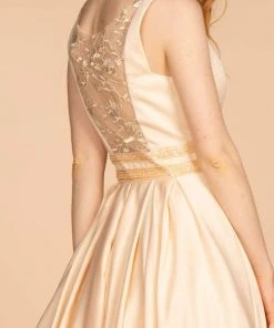 Elizabeth K - GL2531 Sleeveless Sheer Lace Applique Back Satin Gown Formal Gowns 13 Elizabeth K - GL2531 Sleeveless Sheer Lace Applique Back Satin Gown Formal Gowns