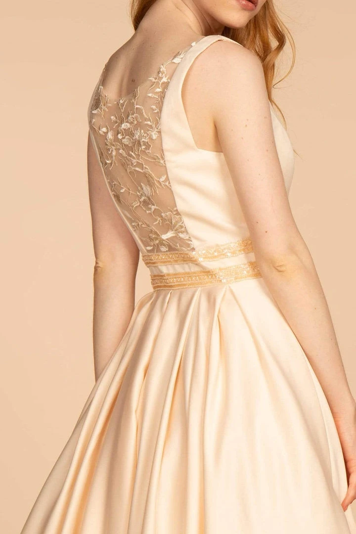 Elizabeth K - GL2531 Sleeveless Sheer Lace Applique Back Satin Gown Formal Gowns 6 Elizabeth K - GL2531 Sleeveless Sheer Lace Applique Back Satin Gown Formal Gowns