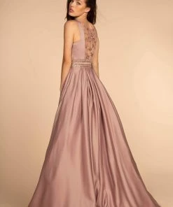 Elizabeth K - GL2531 Sleeveless Sheer Lace Applique Back Satin Gown Formal Gowns 15 Elizabeth K - GL2531 Sleeveless Sheer Lace Applique Back Satin Gown Formal Gowns