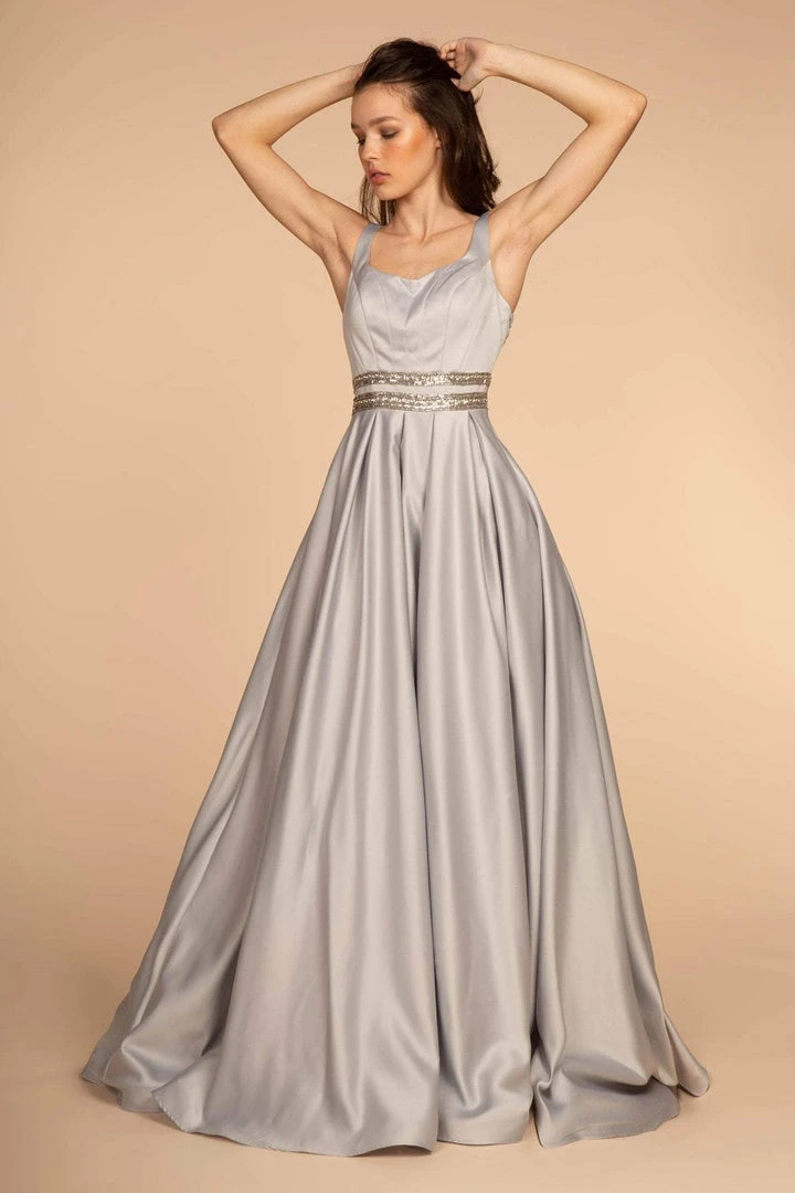 Elizabeth K - GL2531 Sleeveless Sheer Lace Applique Back Satin Gown Formal Gowns 10 Elizabeth K - GL2531 Sleeveless Sheer Lace Applique Back Satin Gown Formal Gowns