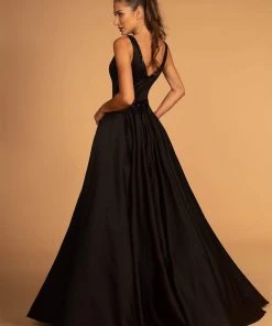 Elizabeth K - GL2532 Sleeveless Deep V-Neck Satin Ballgown Formal Gowns