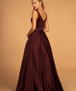 Elizabeth K - GL2532 Sleeveless Deep V-Neck Satin Ballgown Formal Gowns 16 Elizabeth K - GL2532 Sleeveless Deep V-Neck Satin Ballgown Formal Gowns