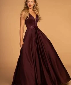 Elizabeth K - GL2532 Sleeveless Deep V-Neck Satin Ballgown Formal Gowns 14 Elizabeth K - GL2532 Sleeveless Deep V-Neck Satin Ballgown Formal Gowns