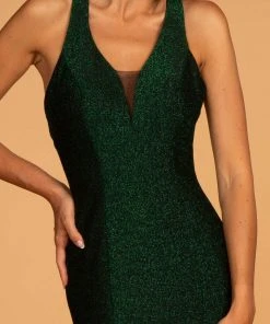 Elizabeth K - GL2549 V-neck Shimmer Fabric Mermaid Dress 28 Elizabeth K - GL2549 V-neck Shimmer Fabric Mermaid Dress