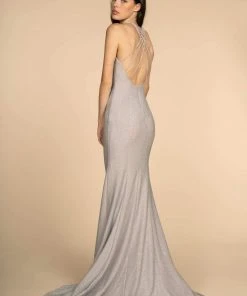 Elizabeth K - GL2549 V-neck Shimmer Fabric Mermaid Dress 31 Elizabeth K - GL2549 V-neck Shimmer Fabric Mermaid Dress