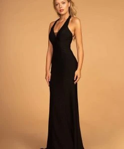 Elizabeth K - GL2549 V-neck Shimmer Fabric Mermaid Dress