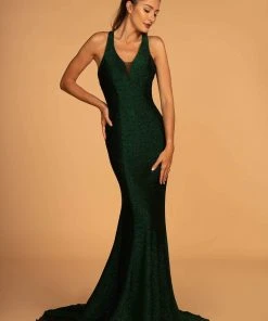 Elizabeth K - GL2549 V-neck Shimmer Fabric Mermaid Dress 26 Elizabeth K - GL2549 V-neck Shimmer Fabric Mermaid Dress