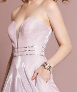 Elizabeth K - GL2674 Glitter Crepe Deep Sweetheart A-line Dress 8 Elizabeth K - GL2674 Glitter Crepe Deep Sweetheart A-line Dress