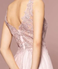 Elizabeth K - GL2692 Embroidered V-Neck A-Line Dress 13 Elizabeth K - GL2692 Embroidered V-Neck A-Line Dress