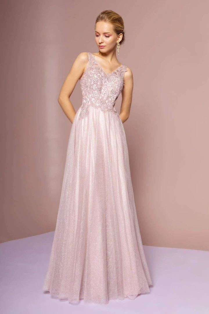 Elizabeth K - GL2692 Embroidered V-Neck A-Line Dress 3 Elizabeth K - GL2692 Embroidered V-Neck A-Line Dress